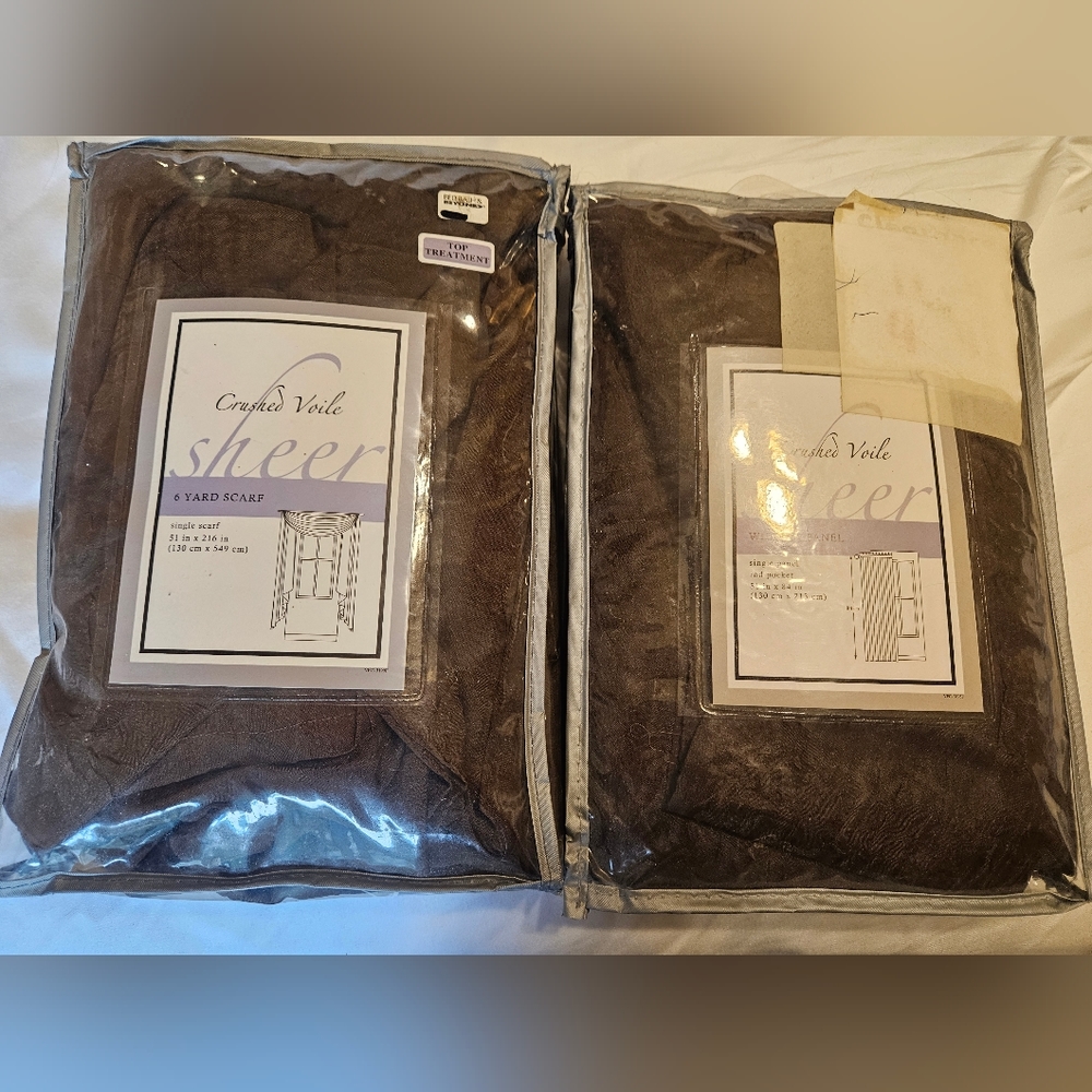 Chocolate Brown Window Scarf and 2 84" Panels - Picture 1 of 2